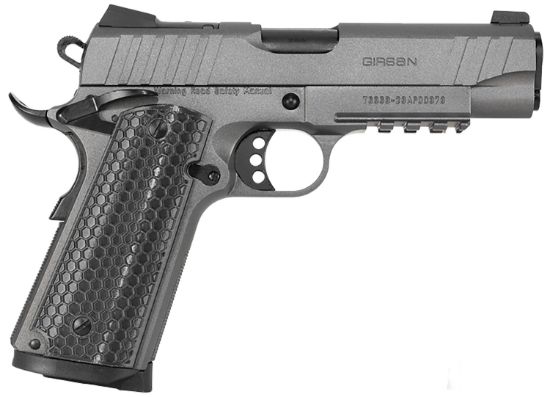 Picture of Girsan 391144 Mc1911 C Influencer Compact 45 Acp 8+1 4.40" Black Steel Barrel, Tungsten Gray Cerakote Optic Ready/Serrated Steel Slide & Frame W/Picatinny Rail & Beavertail, Gray Polymer Grip 