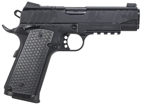 Picture of Girsan 391154 Mc1911 C Influencer Compact 45 Acp 8+1 4.40" Black Steel Barrel, Black Camo Optic Ready/Serrated Steel Slide & Frame W/Picatinny Rail & Beavertail, Black Polymer Grip 