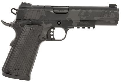 Picture of Girsan 391157 Mc1911 S Influencer Full Size 45 Acp 8+1 5" Black Steel Barrel, Black Camo Optic Ready/Serrated Steel Slide & Frame W/Picatinny Rail & Beavertail, Black Polymer Grip 