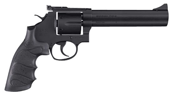 Picture of Sar Usa Sarsr38bl6 Sar Sr 38 Special/357 Mag 6 Shot, 6" Black Steel Barrel, Cylinder & Frame W/Black Finger Groove Grip, Drop Safety/Hammer Block Safety, Exposed Hammer 