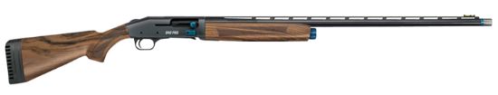 Picture of Mossberg 85147 940 Pro Sporting 12 Gauge 3" 4+1 30" Gloss Blued Barrel, Tungsten Gray, Fancy Walnut Furniture, Adj. Shim Stock, Hiviz Fiber Optic Sight, Blue Oversized Control, Ext. Chokes 