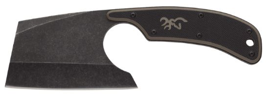 Picture of Browning 3220322B Cutoff Camp Boxed 2.50" Fixed Cleaver Plain Black Black Oxide Stonewashed 9Cr14mov Ss Blade, Black/Tan G10 Handle 