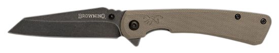 Picture of Browning 3220512 Branded Rock Edc 3" Folding Wharncliffe Plain Black Stonewashed 7Cr17mov Ss Blade, Flat Dark Earth G10 Handle 