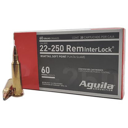 Picture of Aguila 8338Ag 22-250Rem 60Gr Interlock Boat Tail Soft Point 20 Per Box/10 Case 