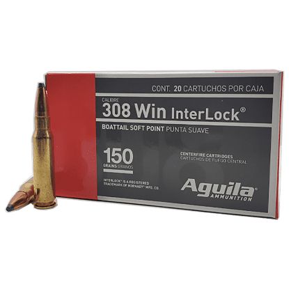 Picture of Aguila 8090Ag 308Win 150Gr Interlock Boat Tail Soft Point 20 Per Box/10 Case 