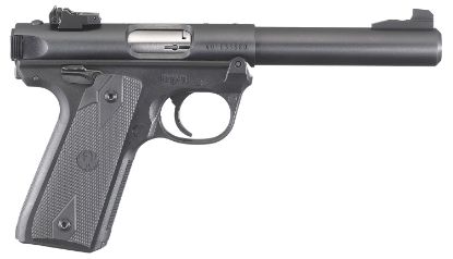 Picture of Ruger Mark Iv 22/45 22 Lr 10+1, 5.50" Stainless Bull Barrel, Blued Drilled & Tapped Steel Receiver & Polymer Frame, Black Checkered Polymer Grip Ambidextrous 