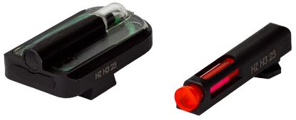 Picture of Hiviz Glfd21 Fastdot H3 Sight Set For Glock 2 Dot Green Tritium Front/Red Fiber Optic Rear/Black Frame Compatible W/ All Glock 9Mm/.40 S&W/.357 Sig Front Post/Rear Dovetail Mount 