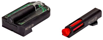 Picture of Hiviz Glmfd21 Fastdot H3 Sight Set For Glock 2 Dot Red Fiber Optic Front/Green Tritium Rear/Black Frame Compatible W/ All Glock Mos 9Mm/.40 S&W/.357 Sig Front Post/Rear Dovetail Mount 