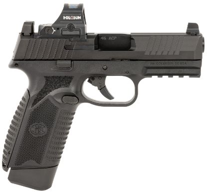 Picture of Fn 66101916 545 Mrd W/Optic Full Size 45 Acp 15+1 4.10" Black Target Crown Steel Barrel, Black Pvd Optic Cut/Serrated Steel Slide & Polymer Frame W/Picatinny Rail, Holosun 407C Red Dot, Ambidextrous 