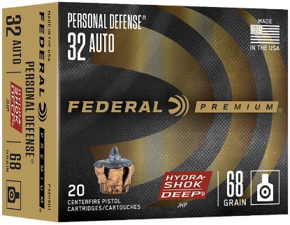 Picture of Federal P32hsd1 32 Acp 68 Gr Hydra-Shok Jacketed Hollow Point 20 Per Box/ 10 Case 