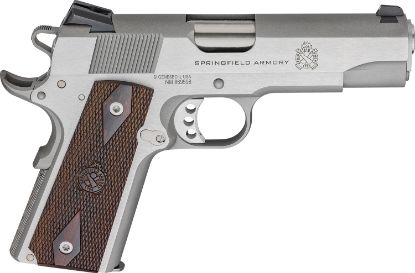 Picture of Springfield Armory Px9418s 1911 Garrison 45 Acp 7+1 4.25" Stainless Match Grade Barrel, Serrated Stainless Steel Slide & Frame W/Beavertail, Thinline Wood Grip 