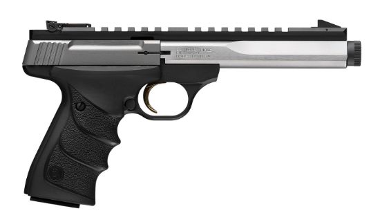 Picture of Browning 051589490 Buck Mark Contour Sr 22 Lr 10+1 5.63" 5.90" Stainless Steel Threaded Barrel, Stainless Serrated Slide, Aluminum Frame, Picatinny Rail, Black Urx Grip 