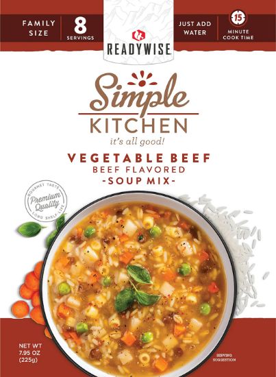 Picture of Readywise Rwsk05067 Simple Kitchen Vegetable Beef Soup 8 Servings Per Pouch, 6 Per Case 