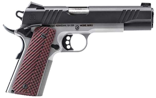 Picture of Bersa B19117050bmbc B1911 45 Acp 8+1 5" Steel Barrel, Stainless Serrated Slide, Black Stainless Steel Frame W/Beavertail 