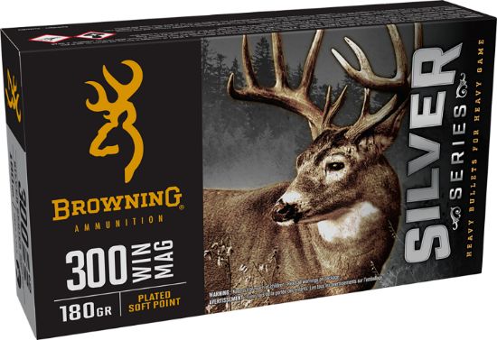 Picture of Browning Ammo B192603001 Silver 300 Win Mag 180 Gr Plated Soft Point 20 Per Box/ 10 Case 