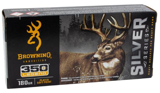 Picture of Browning Ammo B192603501 Silver 350 Legend 180 Gr Plated Soft Point 20 Per Box/ 10 Case 