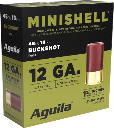 Picture of Aguila 1Chb1385 Minishell Buckshot 12Gauge 1.75" 5/8Oz 4B(7P)/1B(4P) Shot 25 Per Box/10 Case 