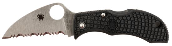 Picture of Spyderco Mbkwsb Manbug 1.91" Folding Wharncliffe Serrated Non-Reflective Black Ticn Vg-10 Ss Blade, Black Textured Frn Handle 