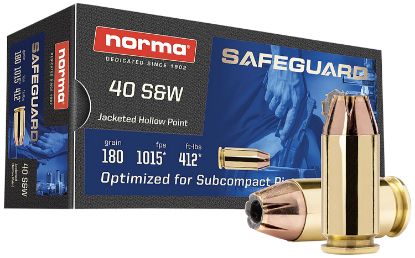 Picture of Norma Ammunition 801407727 Safeguard 40 S&W 180 Gr Jacketed Hollow Point 50 Per Box/ 20 Case 