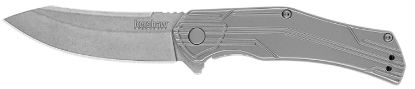 Picture of Kershaw 1380 Husker Edc 3" Folding Trailing Point Plain Bead Blasted 8Cr13mov Ss Blade, Stonewashed Stainless Steel Handle 
