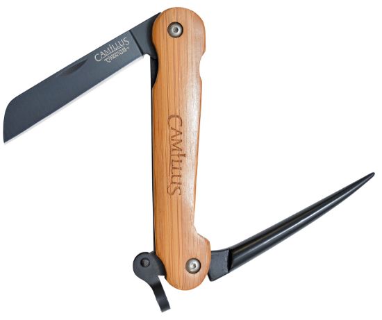 Picture of Camillus 18589-001 Marlin Spike Folding Marlin Spike/Sheepsfoot Plain Black Carbonitride Titanium Aus-8A Ss Blade, Bamboo Handle 