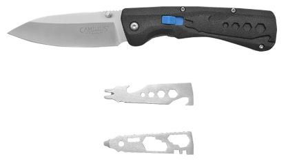 Picture of Camillus 19368 Inject 3.25" Folding Drop Point Silver Carbonitride Titanium D2 Steel Blade, Black Textured Carbon Fiber Handle 