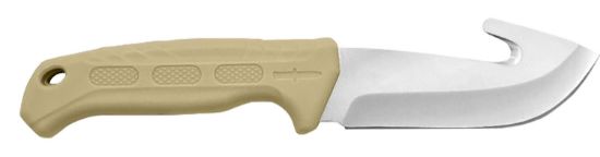 Picture of Camillus 19156 Roto 4" Fixed Drop Point/Gut Hook Plain Satin 420 Steel Titanium Bonded Blade, Tan Pp/Tpr Handle 