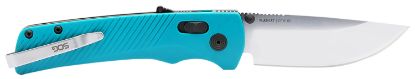 Picture of S.O.G Sog11181341 Flash At 3.45" Folding Straight Back Plain Satin Cryo D2 Steel Blade, Petrol Green Grn Handle, Peg Box Pkg 