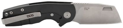 Picture of S.O.G Sog14031257 Stout Flk 2.40" Folding Cleaver Plain Satin D2 Steel Blade, Black Textured G10/Ss Handle 