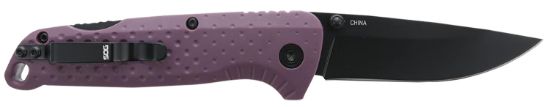 Picture of S.O.G Sog13110443 Adventure Lb 3.50" Folding Drop Point Plain Black Tini 5Cr15mov Blade, Dark Purple Textured Grn Handle 