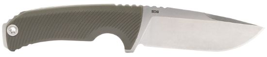 Picture of S.O.G Sog17060143 Tellus Fx 4.20" Fixed Clip Point Plain Stonewashed Cryo 440C Ss Blade, Olive Drab Textured Grn Handle, Blister Pkg 