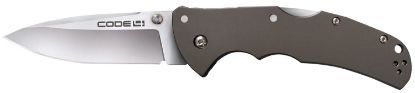 Picture of Cold Steel Cs58psz Code 4 3.50" Folding Spear Point Plain Satin S35vn Blade, 5" Gunmetal Gray Aluminum Handle 