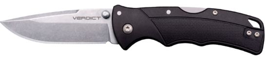 Picture of Cold Steel Csflc3spssz Verdict Edc 3" Tanto Plain Folding 4116 Krupp Ss Blade, Black Textured Gfn Handle 