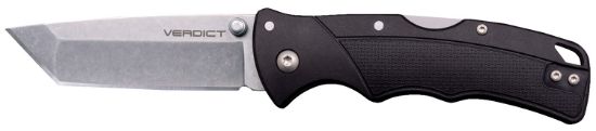 Picture of Cold Steel Csflc3tssz Verdict Edc 3" Tanto Plain Folding 4116 Krupp Ss Blade, Black Textured Gfn Handle 