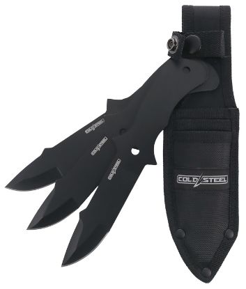Picture of Cold Steel Csth80kvc3pk Throwing Knives Set Of 3 Fixed 8" Drop Point Plain Black Oxide 420 Stainless Steel Blade, Includes Sheath 