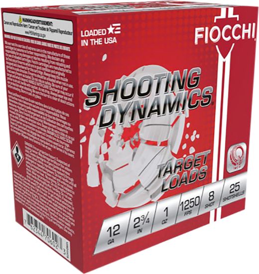 Picture of Fiocchi 12Sd1x8 Shooting Dynamics 12 Gauge 2.75" 1 Oz 8 Shot 25 Per Box/ 10 Case 