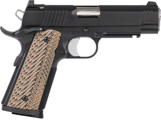 Picture of Dan Wesson 01795 Specialist Commander Full Size Frame 45 Acp 8+1 4.25" Stainless Steel Barrel, Black Duty Serrated Steel Slide, Black Duty Steel Frame W/Picatinny Rail, Black/Brown G10 Grip 