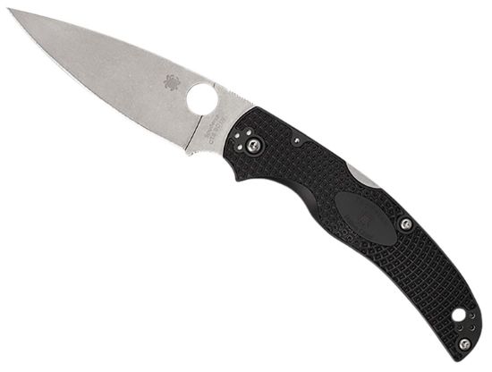 Picture of Spyderco C244pbk Native Chief Lightweight 4.02" Folding Plain Stonewashed Cts Bd1n Ss Blade/Black Textured Frn Handle Includes Pocket Clip 