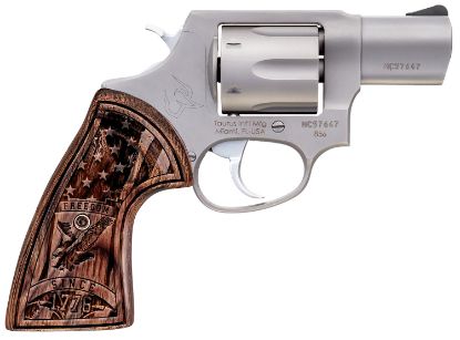 Picture of Taurus 2605029Us1 605 Small Frame 357 Mag/38 Special +P 5Rd 2" Matte Stainless Steel Barrel, Cylinder & Frame, Engraved Usa Flag Walnut Grip, Transfer Bar Safety 