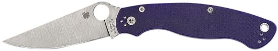 Picture of Spyderco C36gpdbl2 Military 2 4" Folding Plain Satin Cpm S30v Ss Blade, Dark Blue Textured G10 Handle 