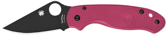 Picture of Spyderco C223pnbk Para 3 Lightweight Breast Cancer Edc 2.93" Folding Plain Black Dlc Bd1n Ss Blade, Pink Textured Frn Handle 