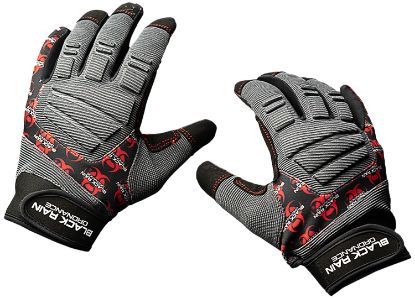 Picture of Black Rain Ordnance Tactglovegry/Blk/Rd Tactical Gloves Black/Gray/Red Medium Velcro 