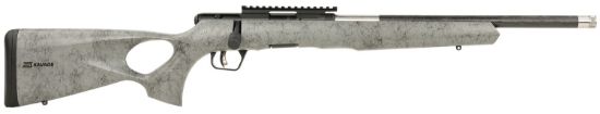 Picture of Savage Arms 70818 B Series Timberlite 17 Hmr 10+1 18" Black Threaded Carbon Fiber/Ss Barrel, Black Picatinny Rail Steel Receiver, Gray W/Black Webbing Synthetic Fixed Thumbhole Stock 