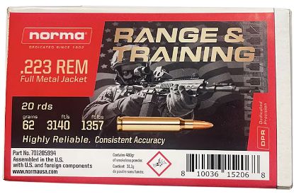 Picture of Norma Ammunition 701205994 223 Rem 62 Gr Full Metal Jacket 20 Per Box/ 10 Case 