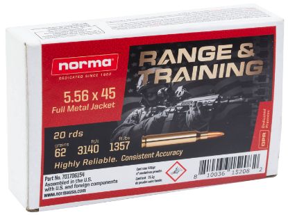 Picture of Norma Ammunition 701706154 Range & Training 5.56X45mm Nato 62 Gr Full Metal Jacket 20 Per Box/ 10 Case 