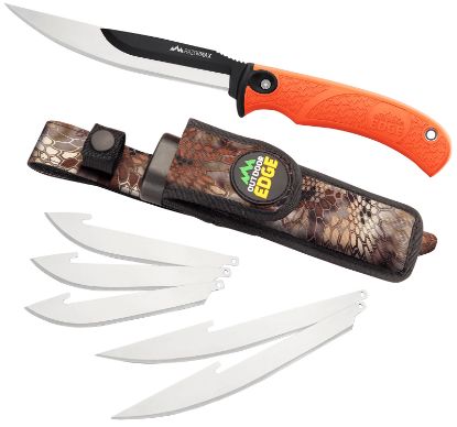 Picture of Outdoor Edge Rmb20c Razormax 6 Blades, 3.50" Drop Point/5" Boning Fillet Folding Plain Satin/Black Oxide 420J2 Ss Blades, Blaze Orange Textured Tpr Handle 