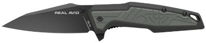 Picture of Real Avid Avrav1 Rav-1 3.25" Folding Modified Clip Point Plain Black Oxide 4Cr14 Blade, Grip Plates Gfn Handle, Clamshell Pkg 