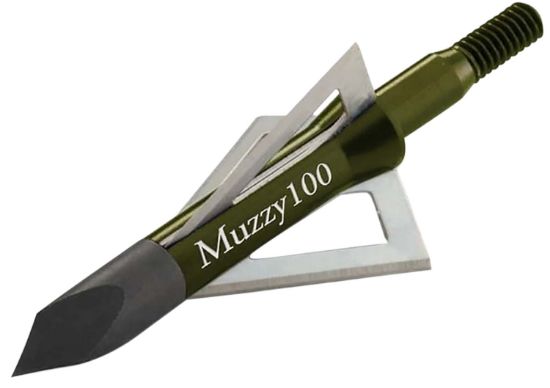 Picture of Muzzy 225 3- Blade Broadhead Trocar Tip Anodized Aluminum Ferrule Blades 100 Gr/6 Per Pack 