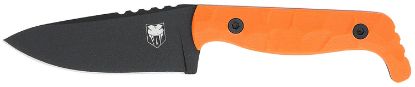 Picture of Cobratec Knives Ctkporg Kingpin Edc 4" Fixed Drop Point Plain Black Powder Coated D2 Steel Blade, 4" Blaze Orange Textured G10 Scales Handle 