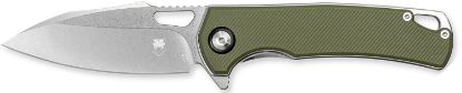 Picture of Cobratec Knives Ctclnhrblk Wolverine 3.12" Otf Drop Point Plain Satin Ticn D2 Steel Blade, 4.25" Green Textured G10 Handle 